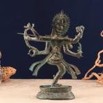 Indonesian Bronze Dancing Lord Rama Sculpture | 10" x 8" x 3.5" (25.4 x 20.3 x 8.9 cm) | 860g Vintage Art | Dynamic Bow Arrow Pose | Sacred Decor